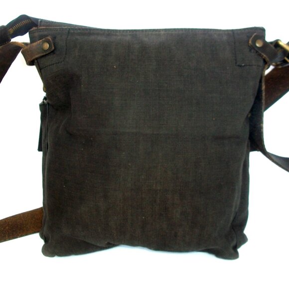 DRIES VAN NOTEN Large Oiled-Cotton & Leather Crossbody Luxury Rustic Rucksack - Picture 4 of 12